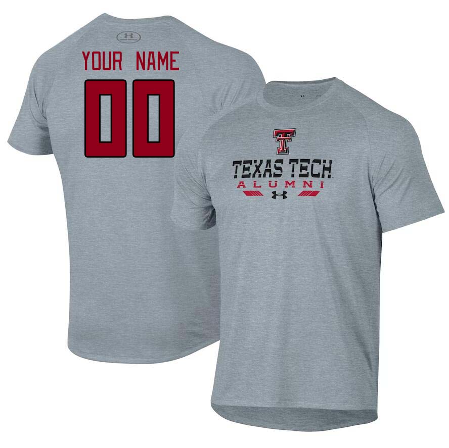 Custom Texas Tech Red Raiders Name And Number College Tshirt-Gray